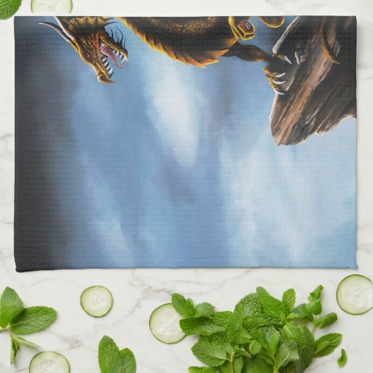 Kupfer Gold Black Dragon Geschirrtuch (Gefaltet)