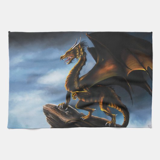 Kupfer Gold Black Dragon Geschirrtuch (Horizontal)