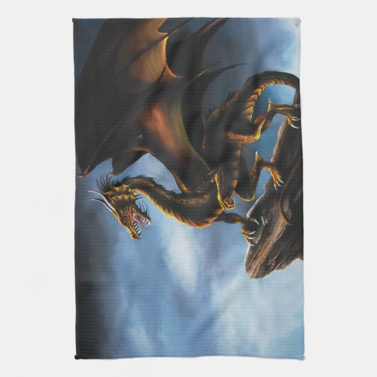 Kupfer Gold Black Dragon Geschirrtuch (Vertikal)