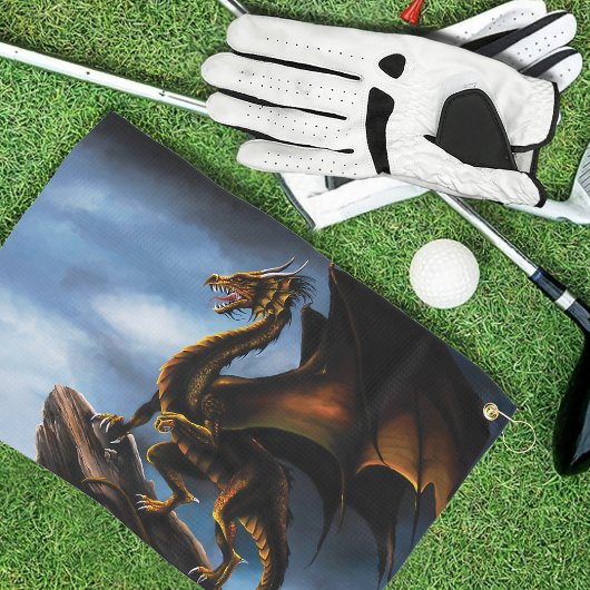 Kupfer Gold Black Dragon Golfhandtuch