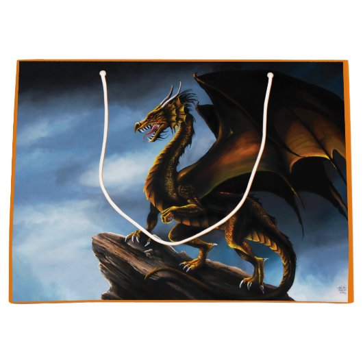 Kupfer Gold Black Dragon Große Geschenktüte (Vorderseite)