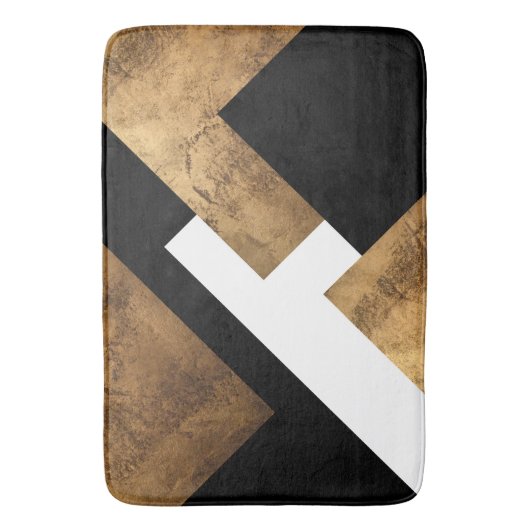 Kupfer Gold Black Geometric Chic Badematte (Vorderseite Vertikal)
