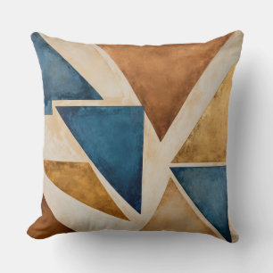 Kupfer, Gold, Bronze, blau, geometrisch Kissen