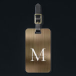 Kupfer Gold Brushed Metal Script Monogram Glam Gepäckanhänger<br><div class="desc">Kupfergelbe Messinggoldfässer mit Metallschrift Monogram,  Niedlicher Beutel Tag</div>