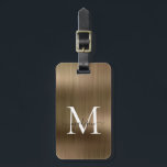 Kupfer Gold Brushed Metal Script Monogram Glam Gepäckanhänger<br><div class="desc">Kupfergelbe Messinggoldfässer mit Metallschrift Monogram,  Niedlicher Beutel Tag</div>