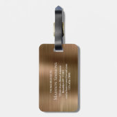 Kupfer Gold Brushed Metal Script Monogram Glam Gepäckanhänger (Rückseite vertikal)