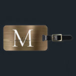Kupfer Gold Brushed Steel Metal Script Monogram Gepäckanhänger<br><div class="desc">Kupfer Gold Brushed Steel Metal Script Monogram Bag Tag</div>