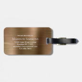 Kupfer Gold Brushed Steel Metal Script Monogram Gepäckanhänger (Rückseite horizontal)