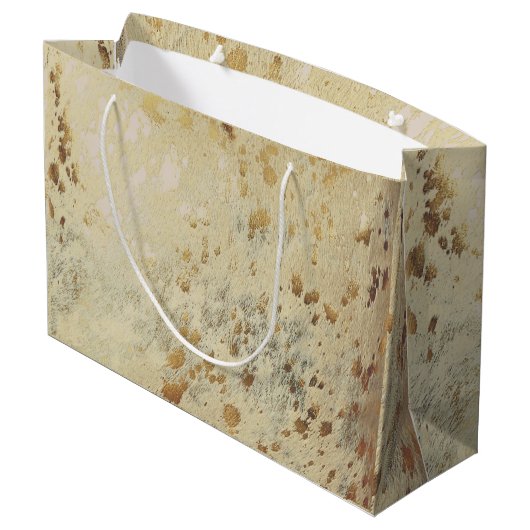 Kupfer Gold Cowhide Print Metallic Große Geschenktüte (Rückseite Schrägansicht)