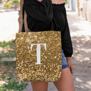 Kupfer-Gold-Faux-Glitter-Bokeh-Funkel-Monogramm Tasche