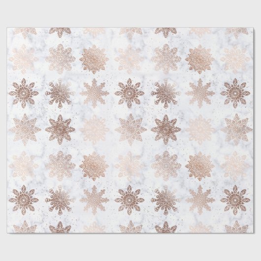Kupfer Gold & Marmor Snowflake Weihnachtsmuster Geschenkpapier (Flach)