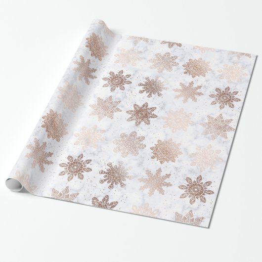 Kupfer Gold & Marmor Snowflake Weihnachtsmuster Geschenkpapier (Ungerollt)