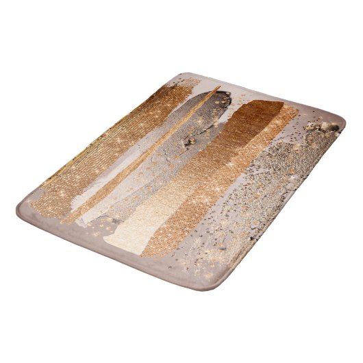 Kupfer Gold Schlaganfälle Glamour Textur Badematte (Schrägansicht)