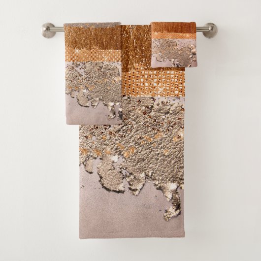 Kupfer Gold Schlaganfälle Glamour Textur Badhandtuch Set (Insitu)