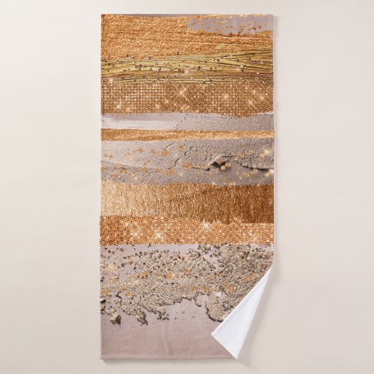 Kupfer Gold Schlaganfälle Glamour Textur Badhandtuch Set (Badehandtuch)