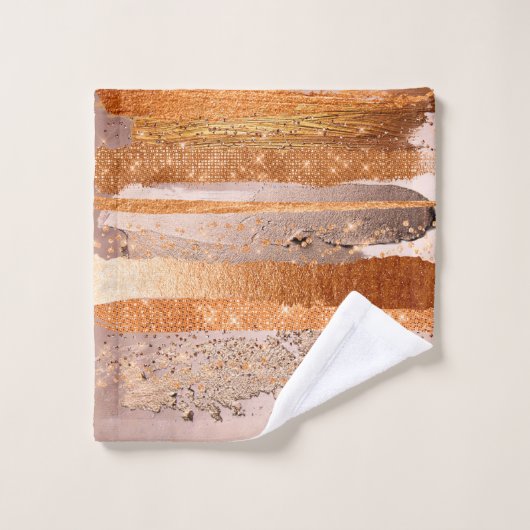 Kupfer Gold Schlaganfälle Glamour Textur Badhandtuch Set (Waschlappen)