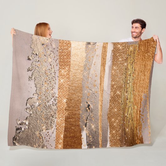 Kupfer Gold Schlaganfälle Glamour Textur Fleecedecke (Beispiel)