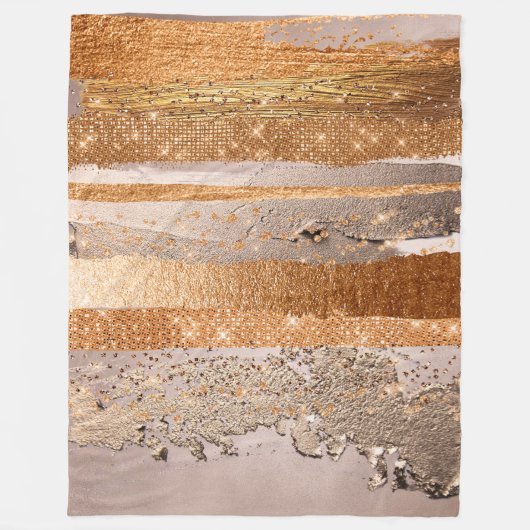 Kupfer Gold Schlaganfälle Glamour Textur Fleecedecke (Vorderseite)