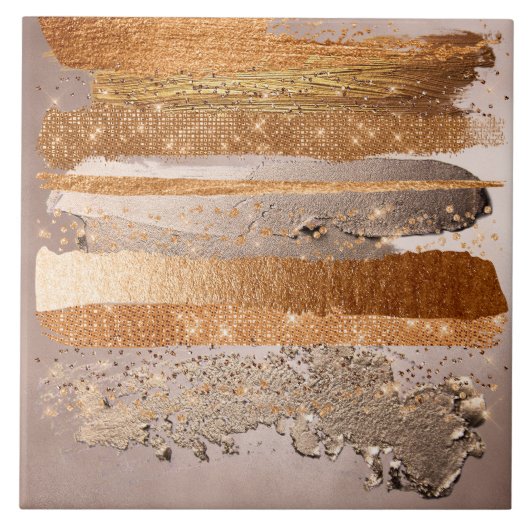 Kupfer Gold Schlaganfälle Glamour Textur Fliese (Vorderseite)