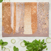 Kupfer Gold Schlaganfälle Glamour Textur Geschirrtuch (Gefaltet)