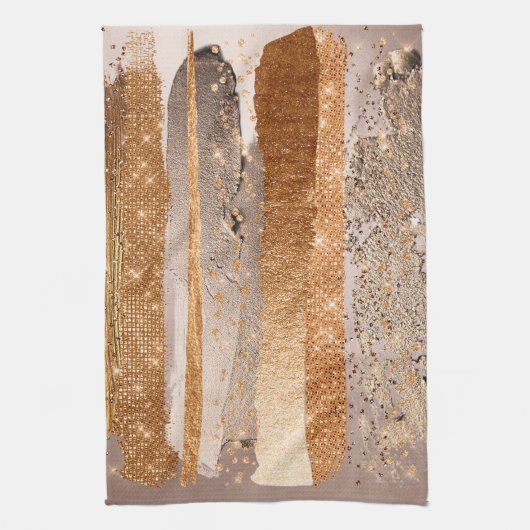 Kupfer Gold Schlaganfälle Glamour Textur Geschirrtuch (Vertikal)