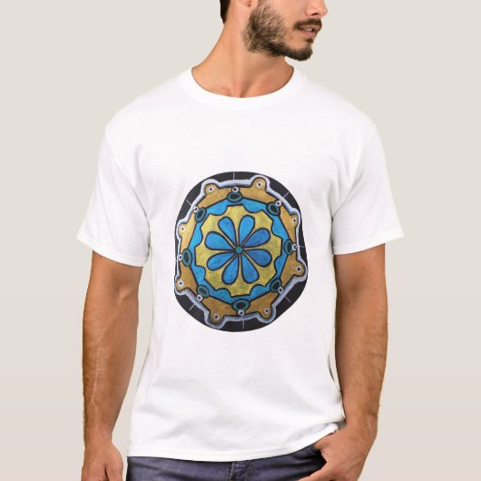 Kupfer Gold und Blue Mandala T-Shirt (Vorderseite)