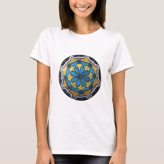 Kupfer Gold und Blue Mandala T-Shirt (Vorderseite)