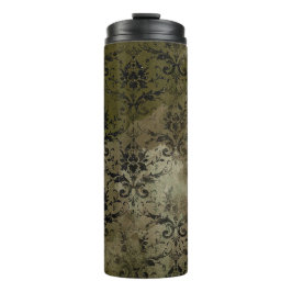 Kupfer Gold und schwarze Floral Damask Thermosbecher