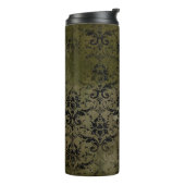 Kupfer Gold und schwarze Floral Damask Thermosbecher (Nach links gedreht)