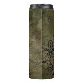 Kupfer Gold und schwarze Floral Damask Thermosbecher (Rückseite)