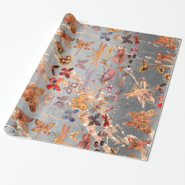Kupfer Gray Gold Meadow Butterfly Insekten Gem Geschenkpapier