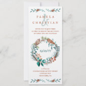 Kupfer, grüne Pine Needle-Kranz-Hochzeit Einladung (Vorderseite)