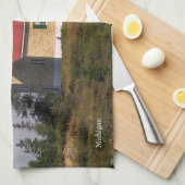 Kupfer Hafen Leuchtturm Küchentuch (Viertel Falte)