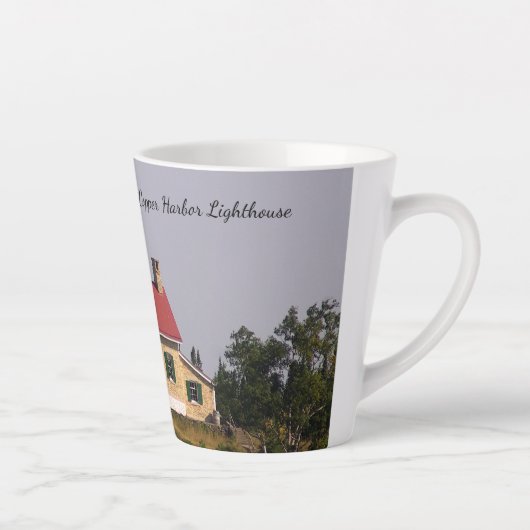 Kupfer Hafen Leuchtturm Latte Tasse (Rechts)