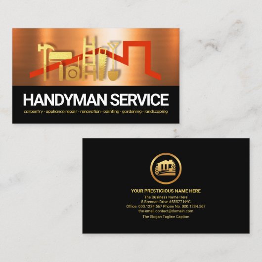 Kupfer Handyman Tools Dachdecker Visitenkarte (Vorne/Hinten)