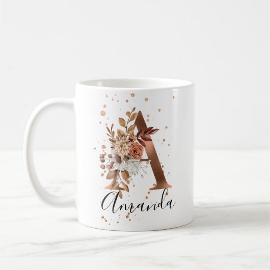 Kupfer Herbst Blumenbrief A Fall Blume Kaffeetasse (Links)