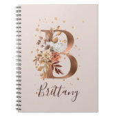 Kupfer Herbst Blumenbrief B Fall Blume Notizblock (Vorderseite)