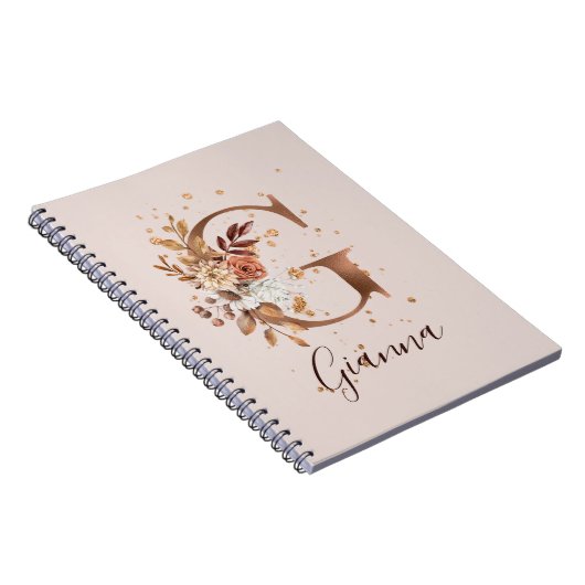 Kupfer Herbst Blumenbrief G Fall Blume Notizblock (Rechte Seite)