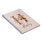 Kupfer Herbst Blumenbrief H Fall Blume Notizblock (Rechte Seite)