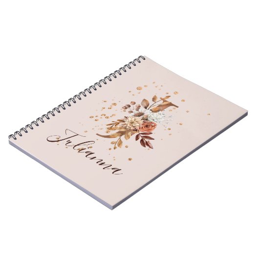 Kupfer Herbst Blumenbrief J Fall Blume Notizblock (Linke Seite)