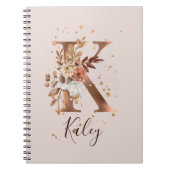 Kupfer Herbst Blumenbrief K Fall Blume Notizblock (Vorderseite)