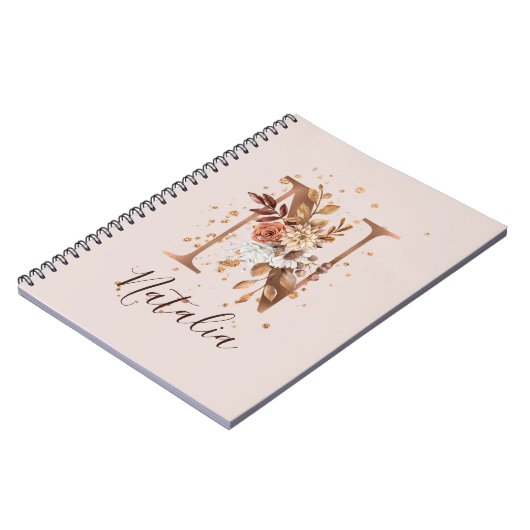 Kupfer Herbst Blumenbrief N Herbst Blume Notizblock (Linke Seite)