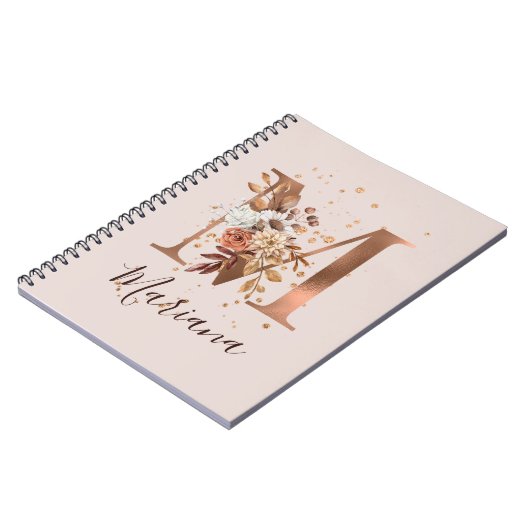 Kupfer Herbstflorbrief M Fall Blume Notizblock (Linke Seite)