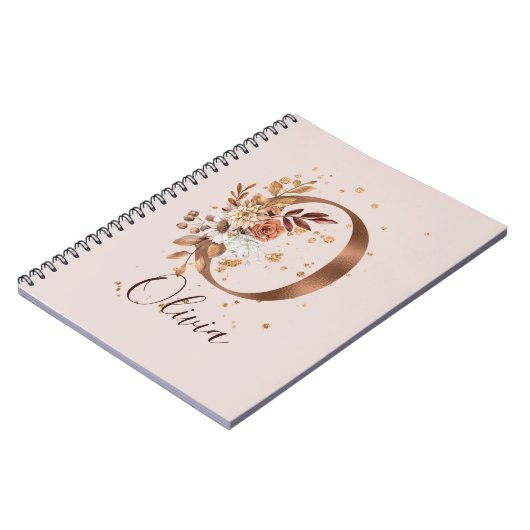 Kupfer Herbstflorbrief O Fall-Blume Notizblock (Linke Seite)