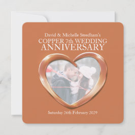 Kupfer Hochzeit Herz 7 Jahre Party einladen Einladung