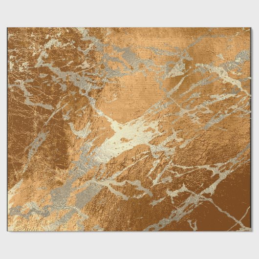 Kupfer Honey Foxier Gold Marmor Shiny Metallic VIP Geschenkpapier (Flach)