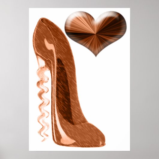 Kupfer-Korkenzieher Ferse Stiletto Schuhe und 3D-H Poster (Vorne)