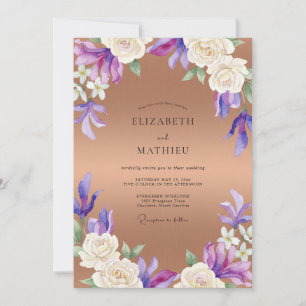 Kupfer-Lavendel-Orchideen-Hochzeit Einladung