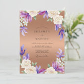 Kupfer-Lavendel-Orchideen-Hochzeit Einladung (Stehend Vorderseite)