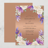 Kupfer-Lavendel-Orchideen-Hochzeit Einladung (Vorne/Hinten)